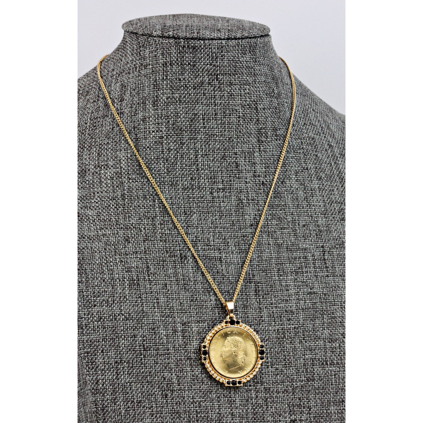 Italian 20 Lira Coin Medallion Pendant Necklace