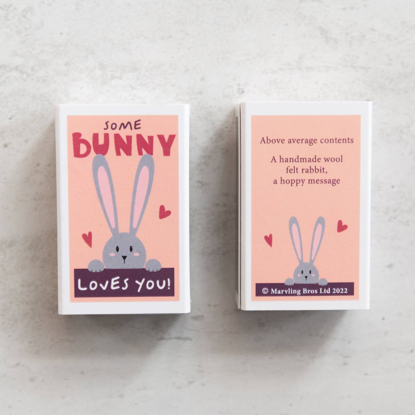 Some Bunny 🐰 Loves You Wool Felt Rabbit In A Matchbox