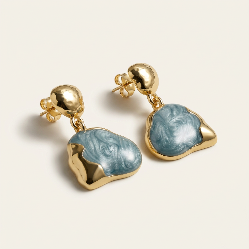 Azulean 14K Gold Filled Swirl Enamel Earrings