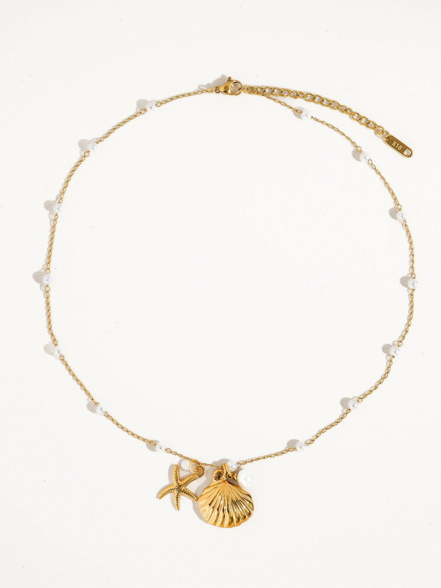 Marina 18K Gold Seashell & Sea Star Pearl Necklace 🐚 Back in Stock