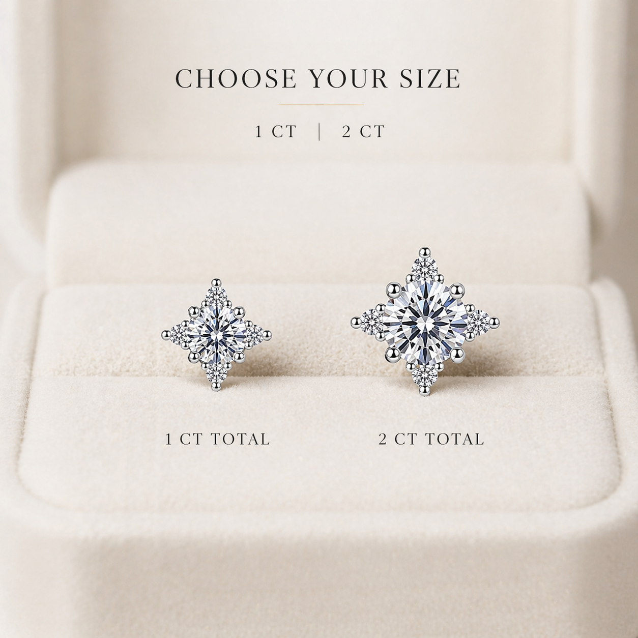 Boucles d'oreilles à tige trèfle moissanite Four-ever A Lucky Girl en argent sterling