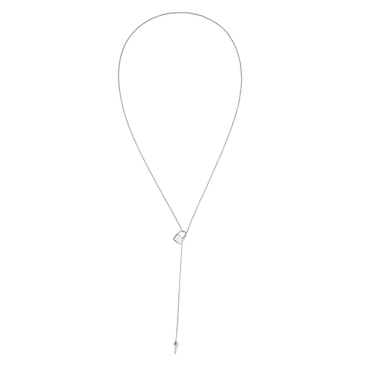 Lock and Key Adjustable Lariat Necklace