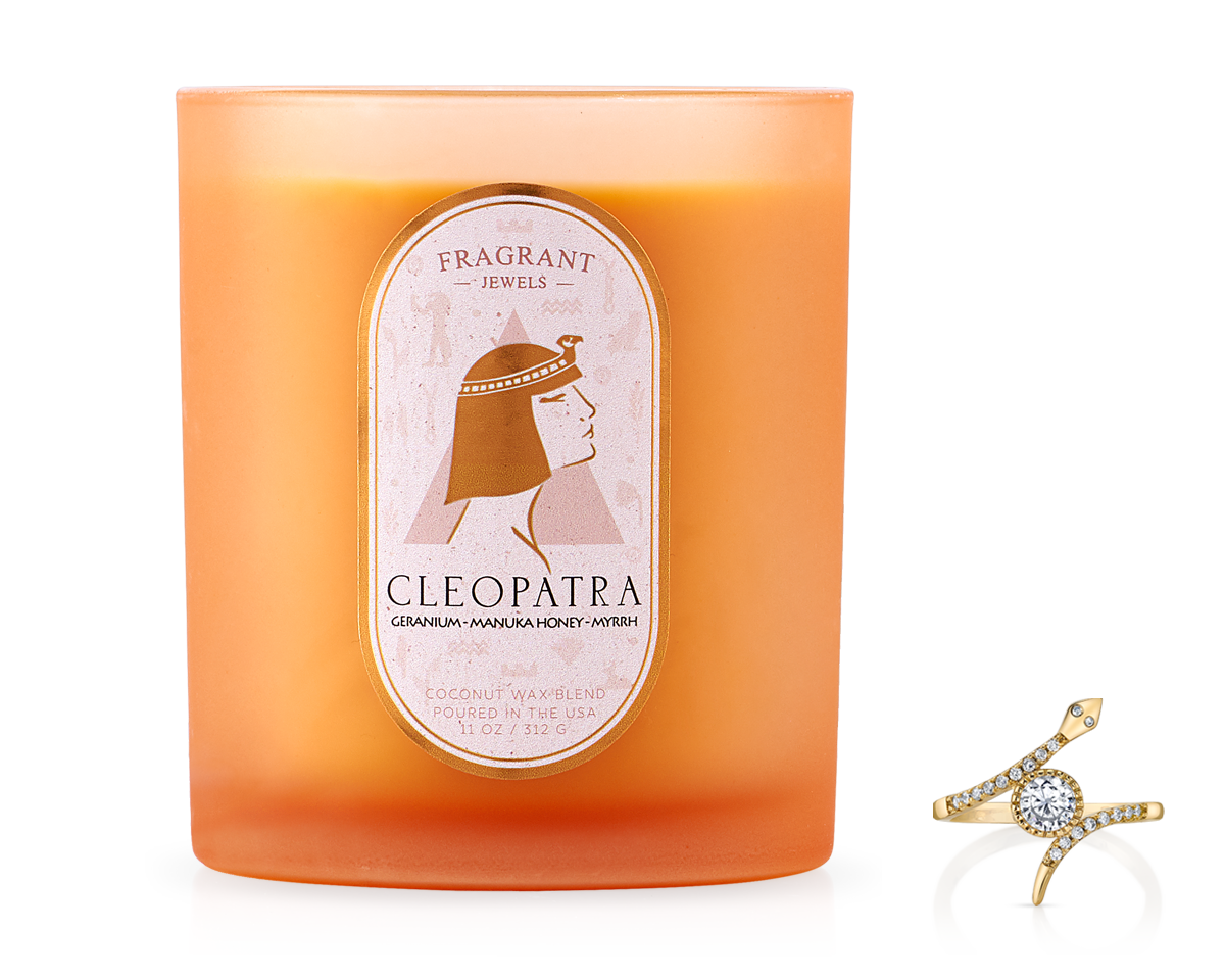 Cleopatra - Jewel Candle w/ Yellow Gold Collectible Ring & Spicy, Smoky Scent