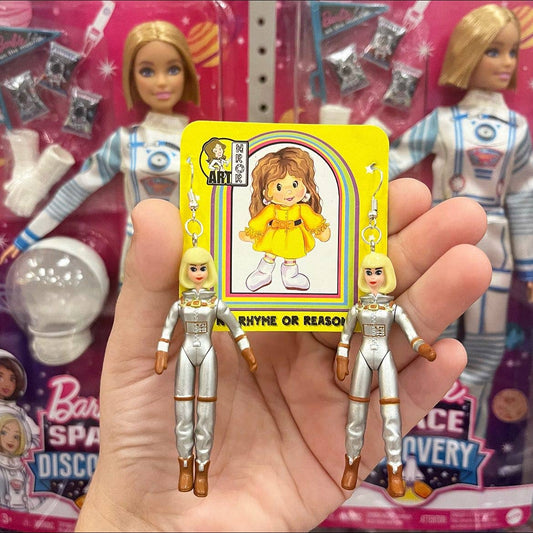 Barbie 💅 Astronaut Barbie 🚀 Poseable Upcycled Doll Earrings