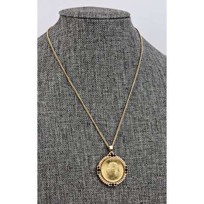 Italian 20 Lira Coin Medallion Pendant Necklace
