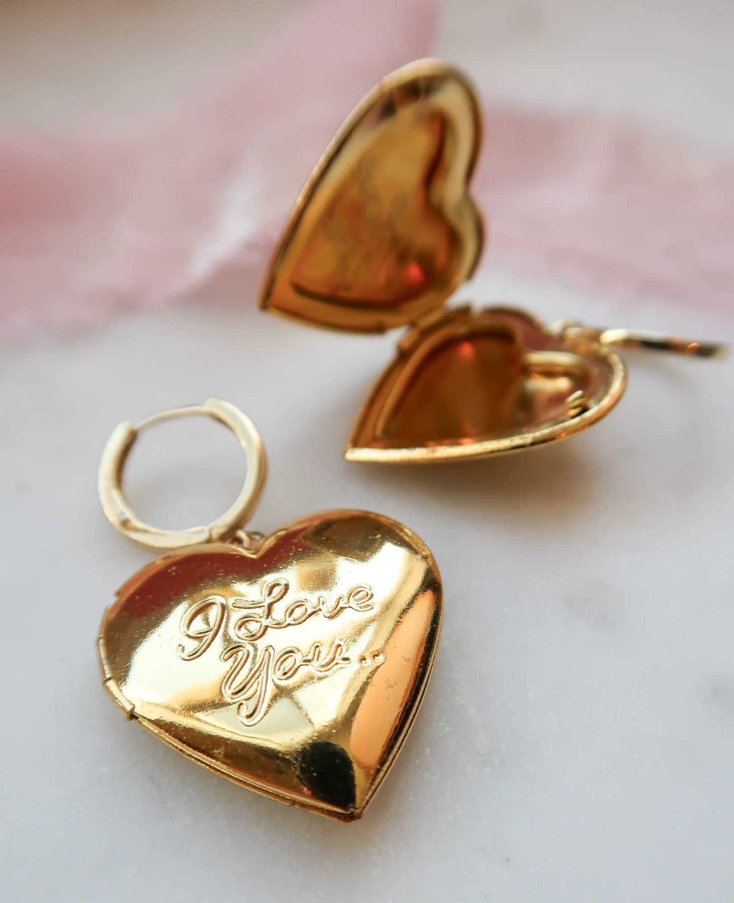 Love Wherever I Go Heart Locket Earrings