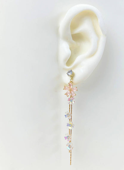 Handmade sakura flower dangle earrings