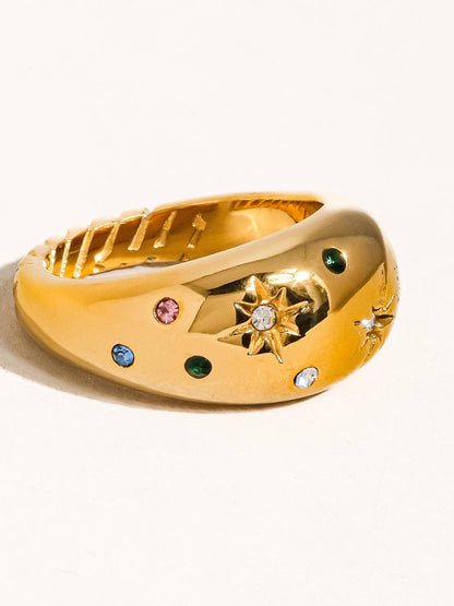 Andromeda 18K Gold Non-Tarnish Star Dome Ring