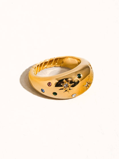 Andromeda 18K Gold Non-Tarnish Star Dome Ring