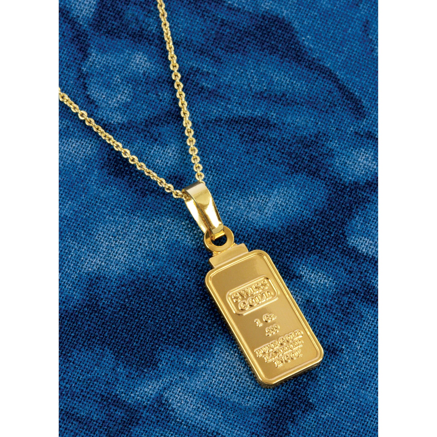 1 Gram Swiss Ingot Replica Pendant Layered in 24KT Gold