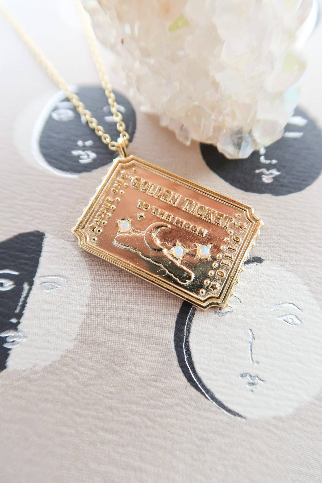 Golden Ticket to the Moon Necklace