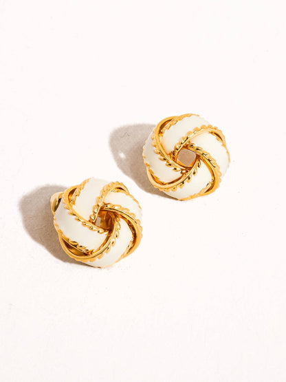 Astor 18K Gold Basket Weaved Ball Studs