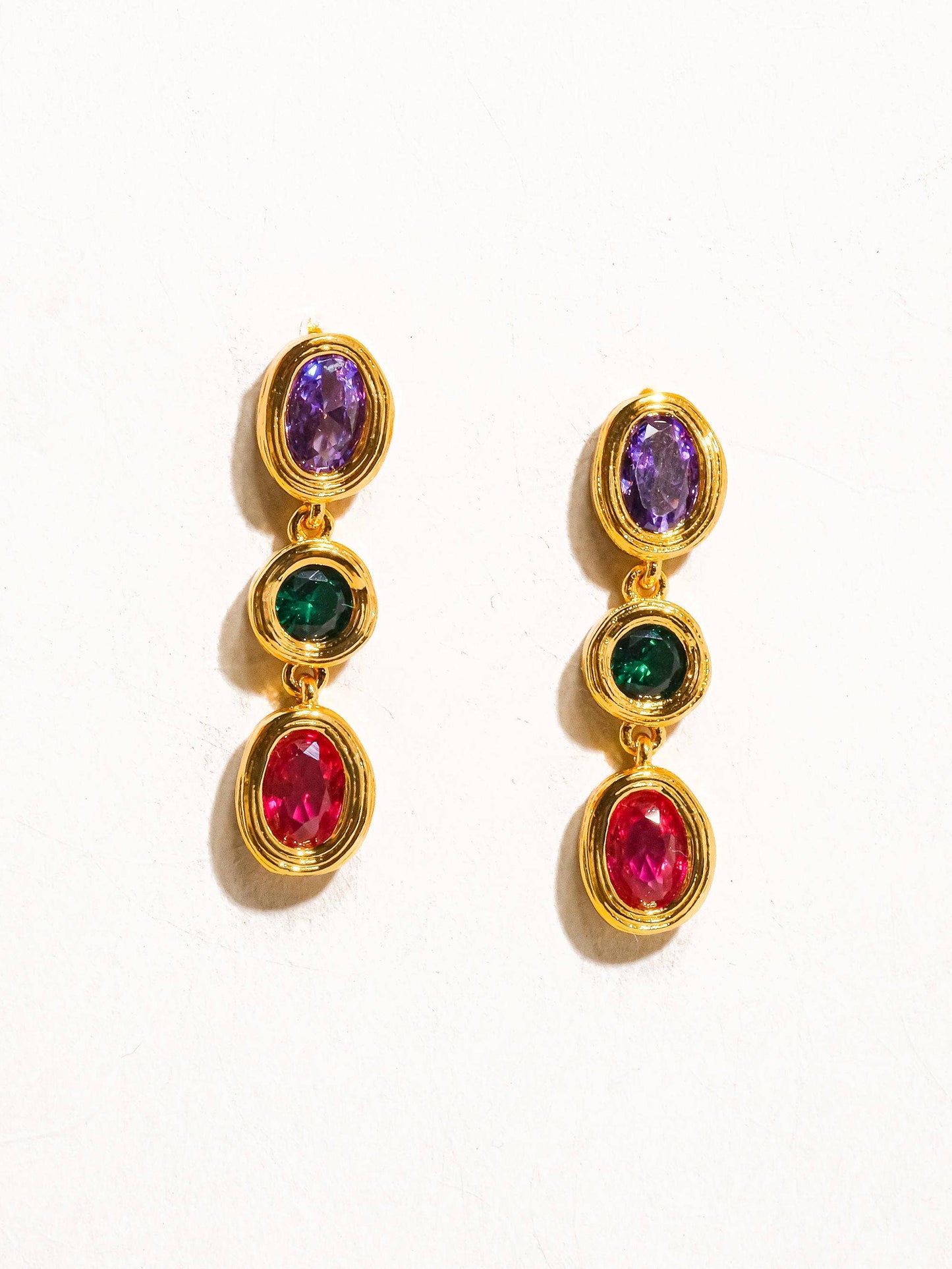 Crystal Carols 18K Gold Multi Stone CZ Drop Earring