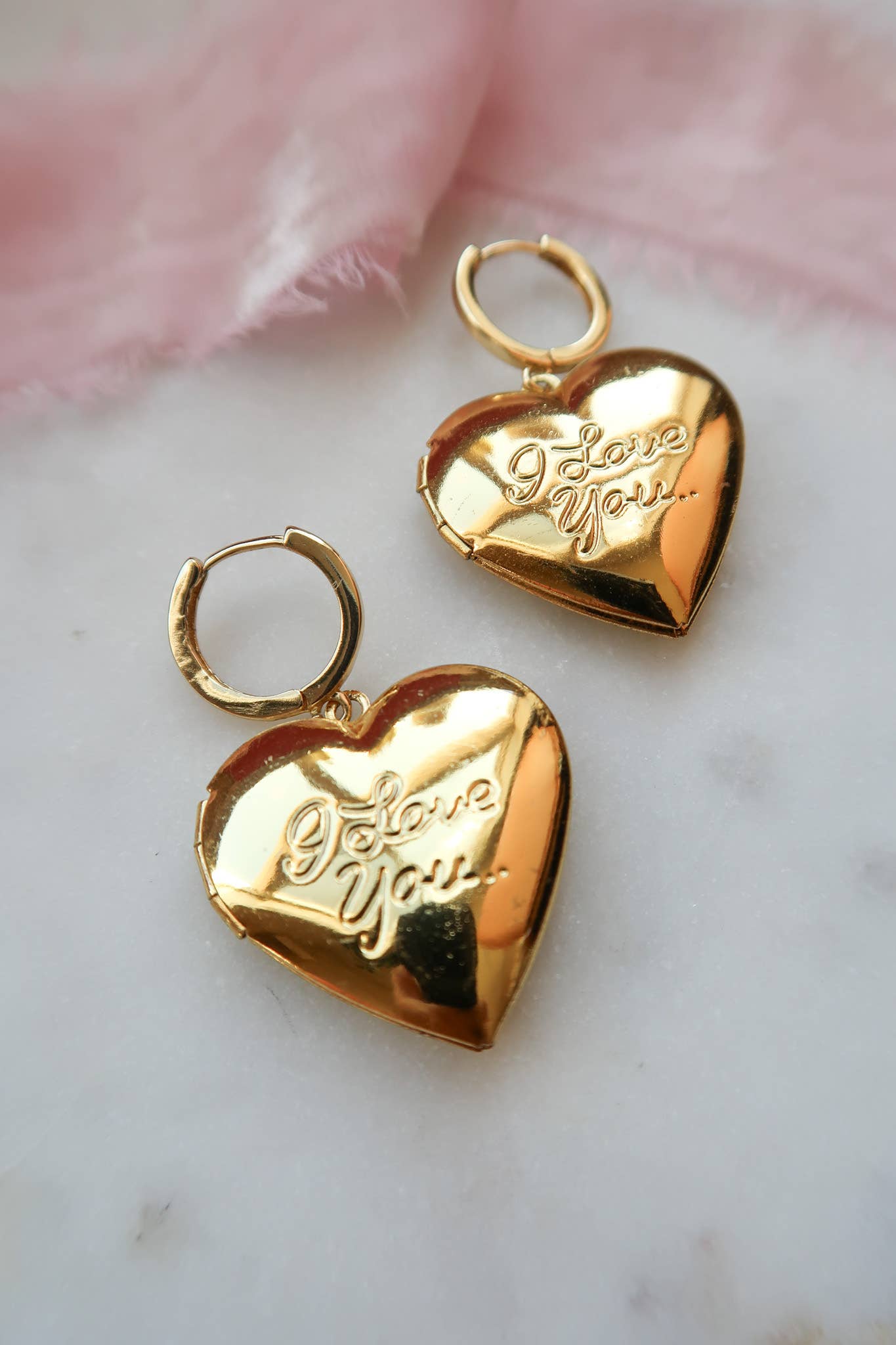 Love Wherever I Go Heart Locket Earrings