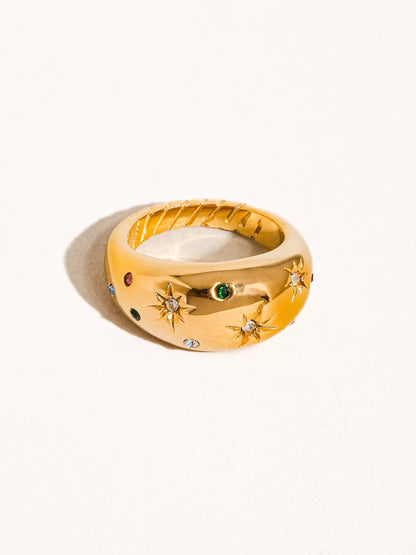 Andromeda 18K Gold Non-Tarnish Star Dome Ring