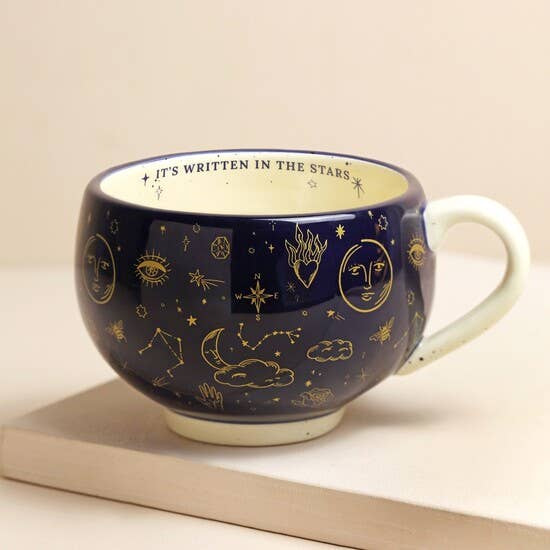 Starry Night Navy Crescent Moon Mug