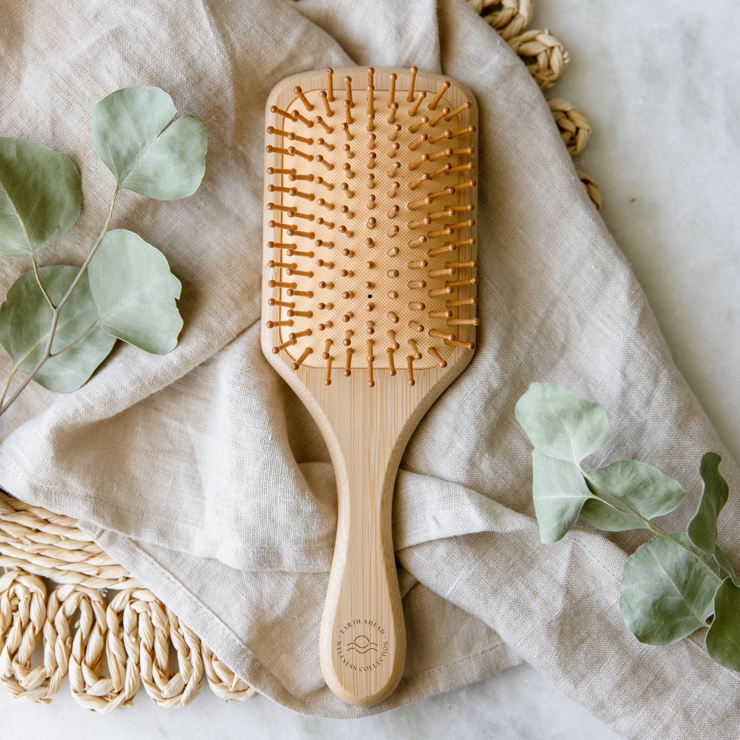 Large Square Bamboo Hair Brush With Cleaner 🌱 Eco Friendly