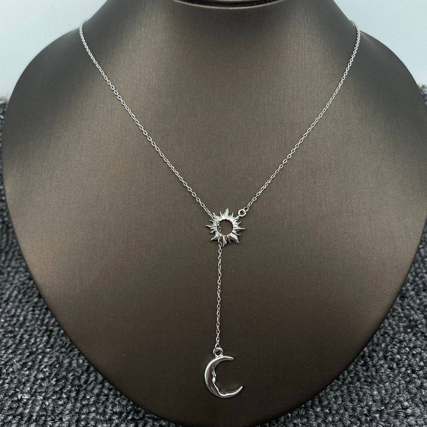 18K Moon Magic Gold Plated Sun Moon Lariat Necklace