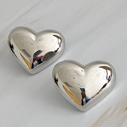 Silver Polish My Heart Stud Earrings