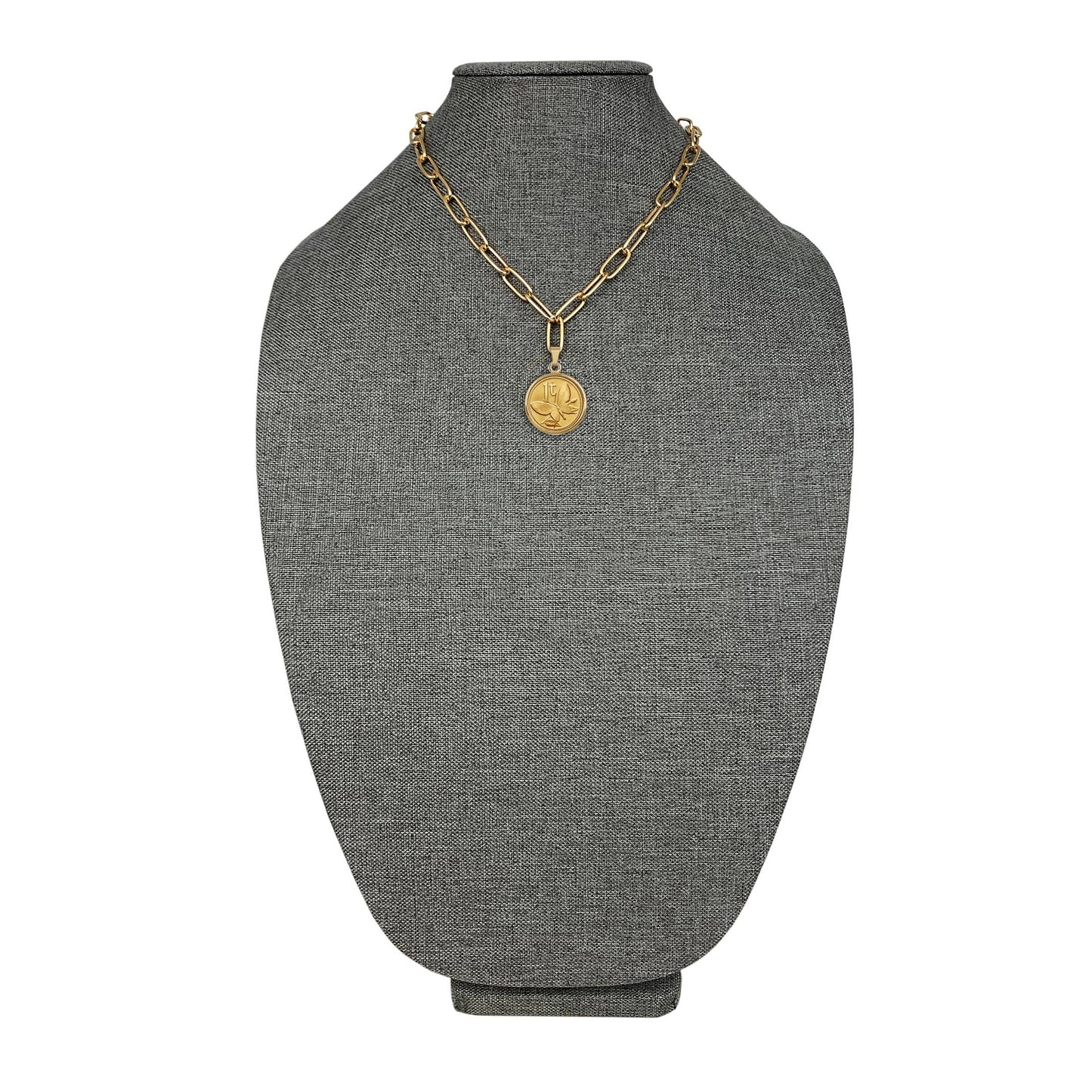 Gold-Layered Butterfly Coin Goldtone Paper Clip Pendant