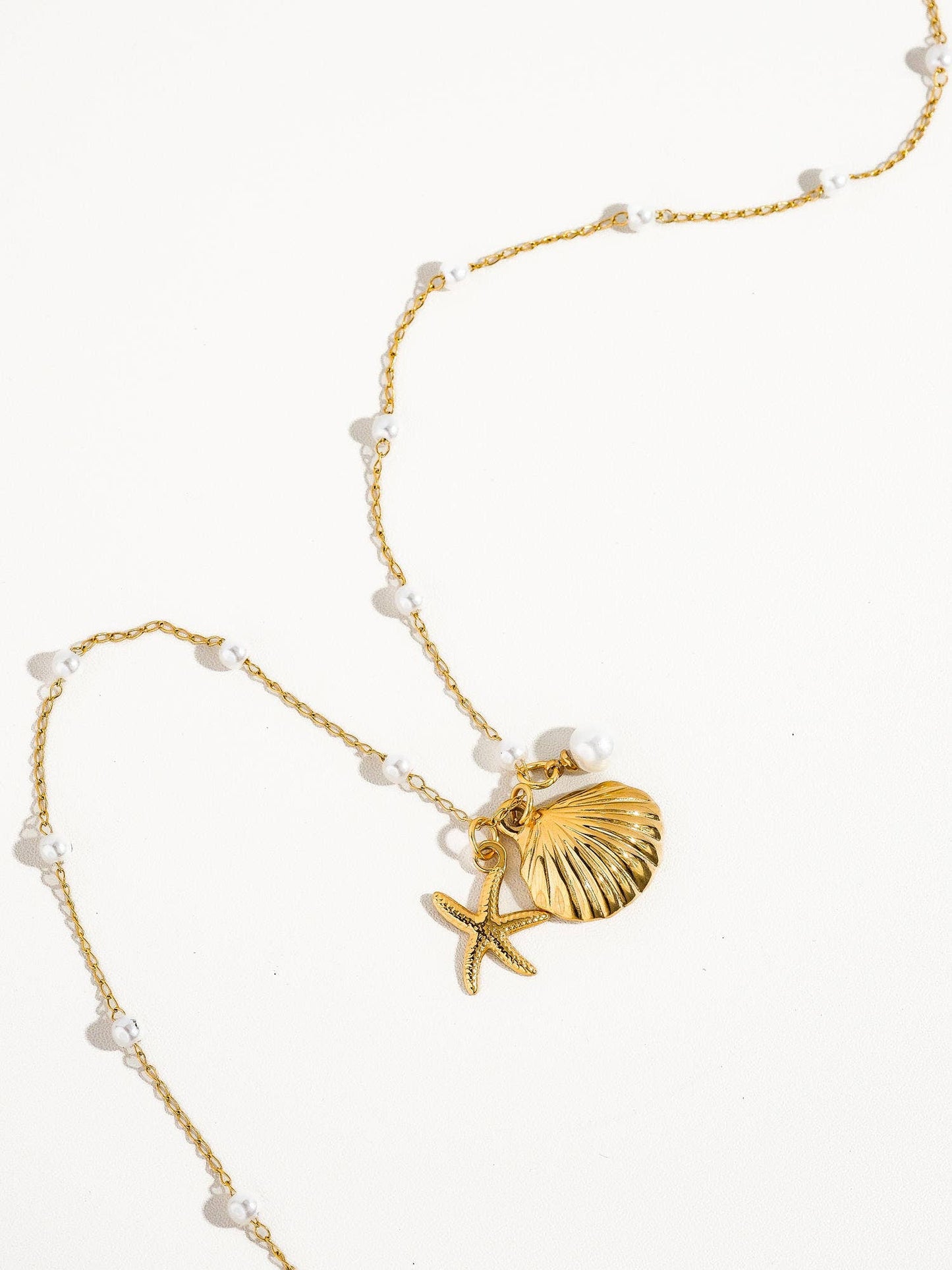 Marina 18K Gold Seashell & Sea Star Pearl Necklace 🐚 Back in Stock