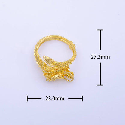 24K Gold-Filled Scaled Dragon Ring Adjustable