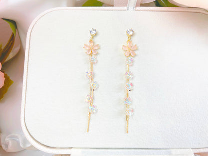 Handmade sakura flower dangle earrings