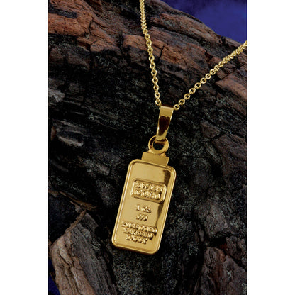 1 Gram Swiss Ingot Replica Pendant Layered in 24KT Gold