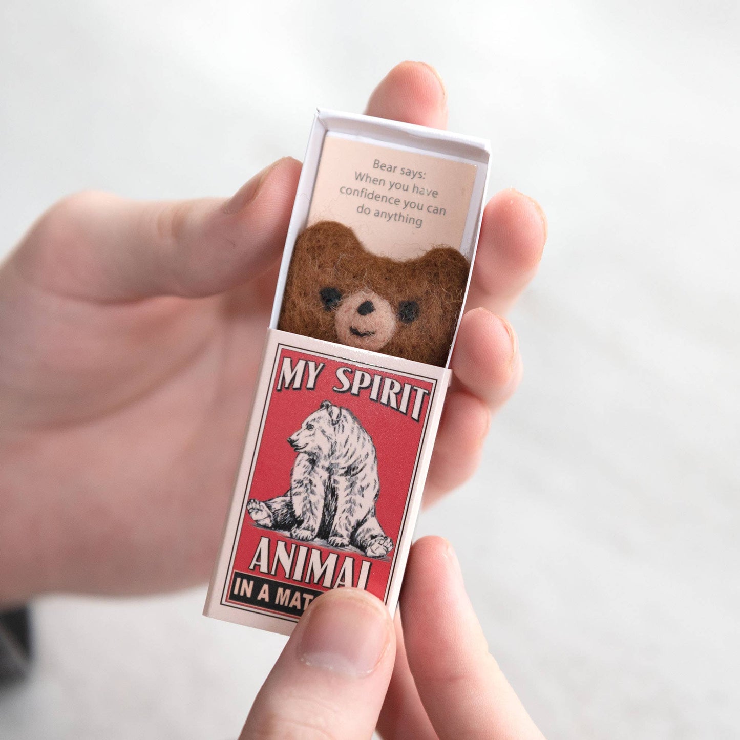 Wool Felt Bear Spirit Animal Gift In A Matchbox 🧸 Beary Cute