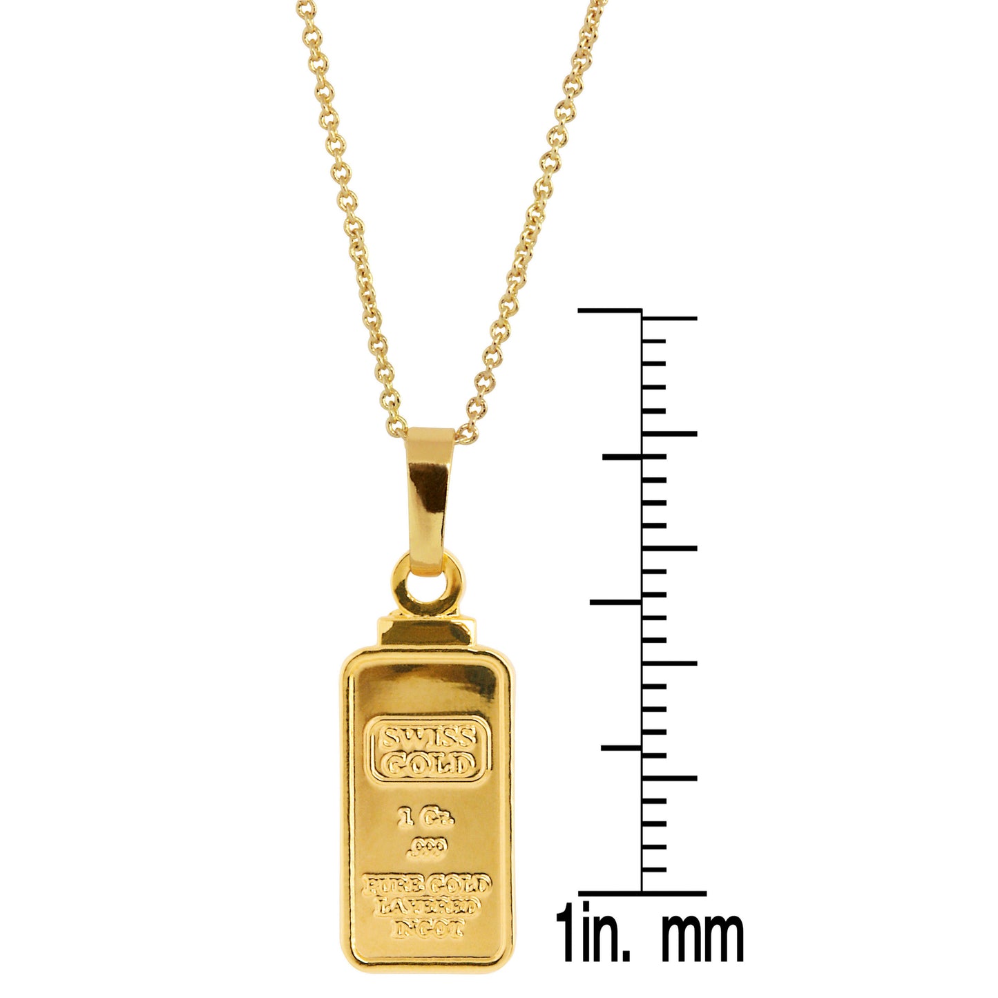1 Gram Swiss Ingot Replica Pendant Layered in 24KT Gold