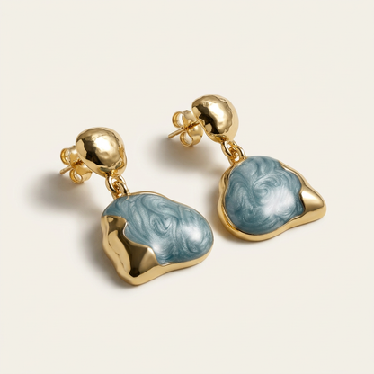 Azulean 14K Gold Filled Swirl Enamel Earrings