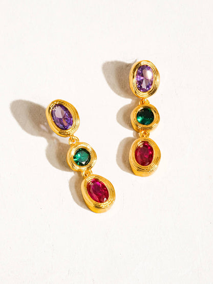 Crystal Carols 18K Gold Multi Stone CZ Drop Earring