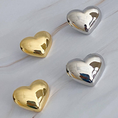 Silver Polish My Heart Stud Earrings