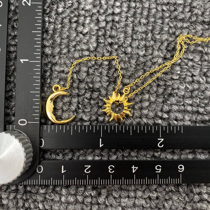 18K Moon Magic Gold Plated Sun Moon Lariat Necklace