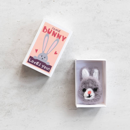 Some Bunny 🐰  Loves You Wool Felt Rabbit In A Matchbox