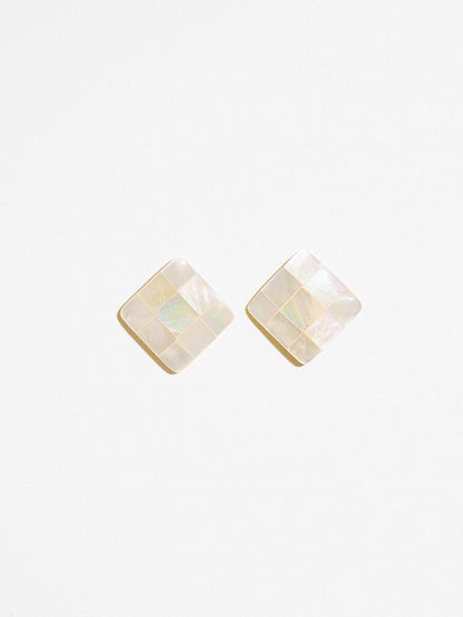 The Pattern White Dainty White Pearl Textured Studs