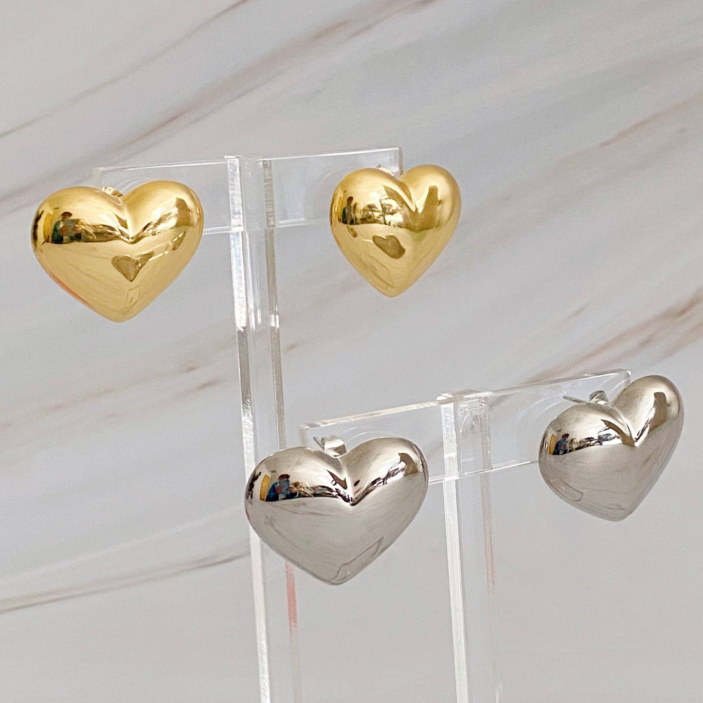 Silver Polish My Heart Stud Earrings