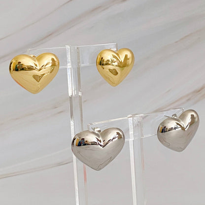Silver Polish My Heart Stud Earrings