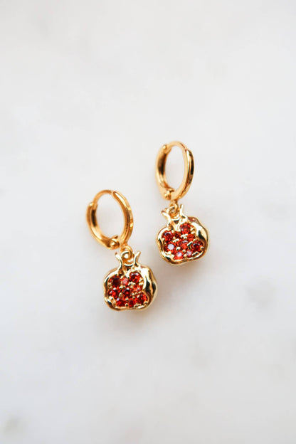 Cracked Hearts Pomegranate Huggies Earrings