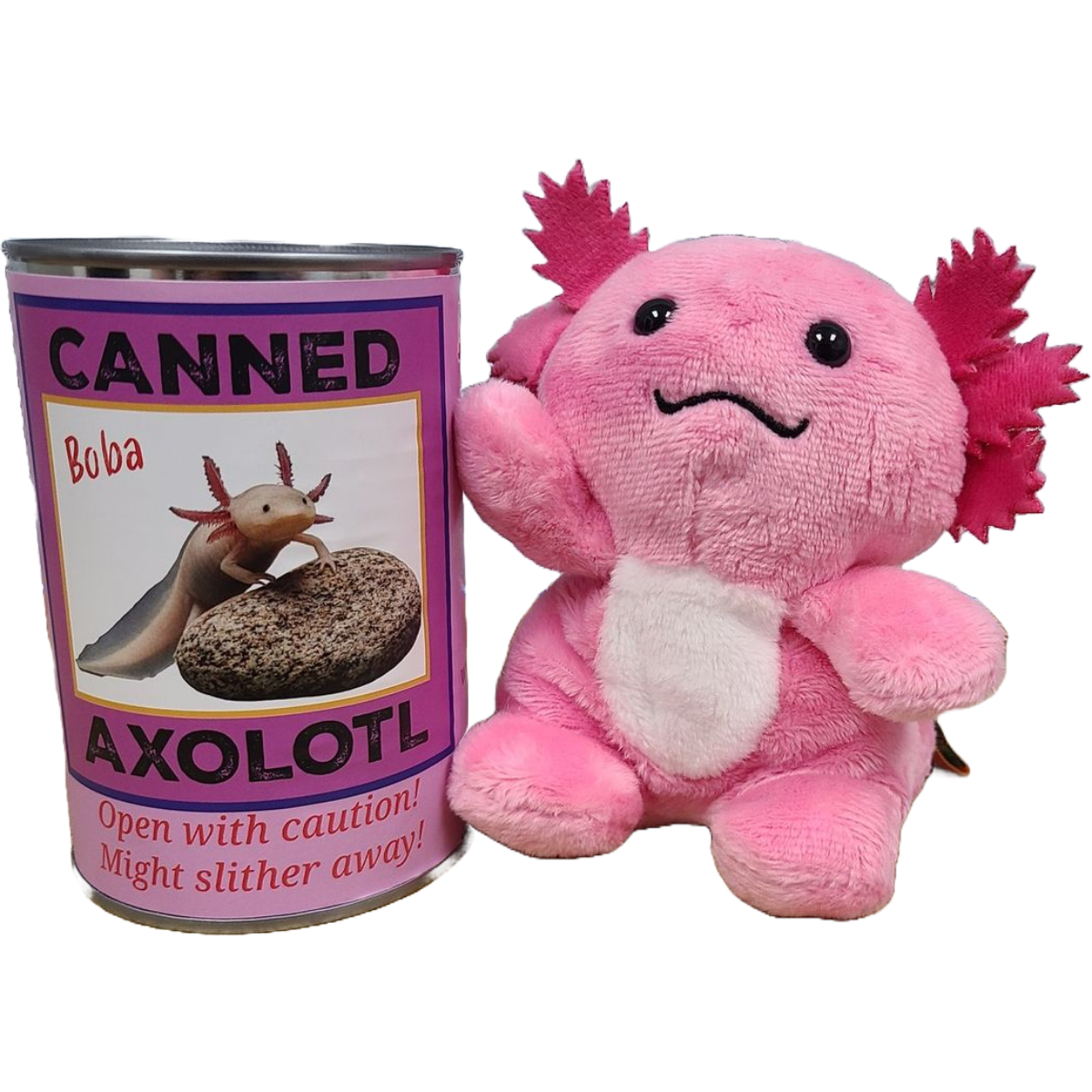 Canned Axolotl Stuffed 🥫 Animal Plush w/Jokes 🩷 Unique Gift