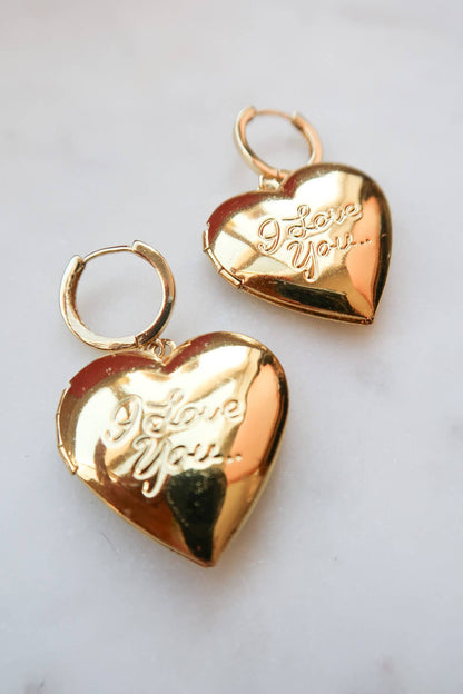 Love Wherever I Go Heart Locket Earrings