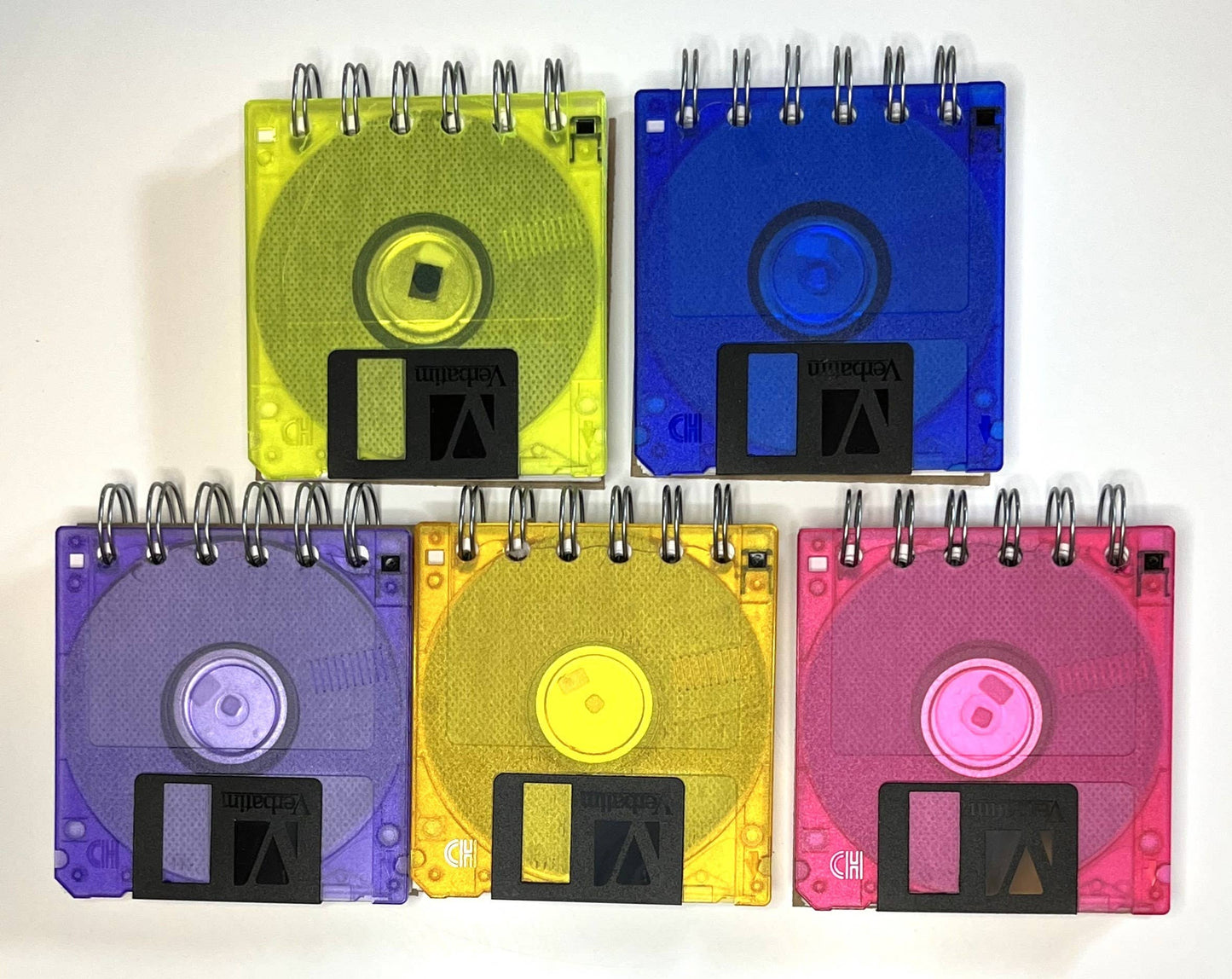 Upcycled Floppy Disk Journals - Cool Fluorescent Colors