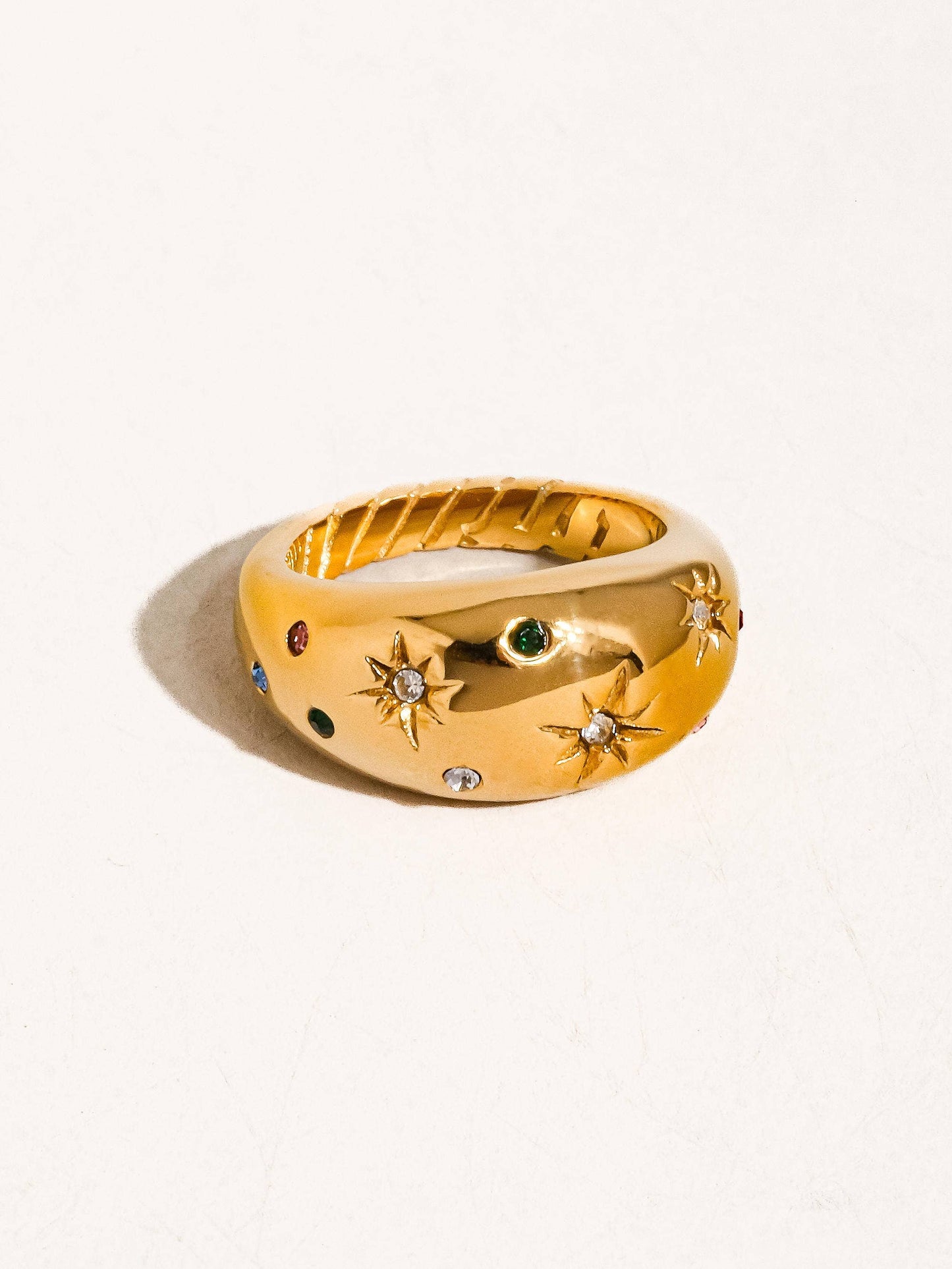 Andromeda 18K Gold Non-Tarnish Star Dome Ring