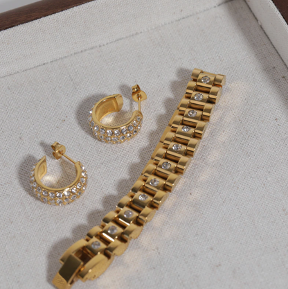 Dancing Queen Gold Watch Chain Crystal Bracelet: 18cm