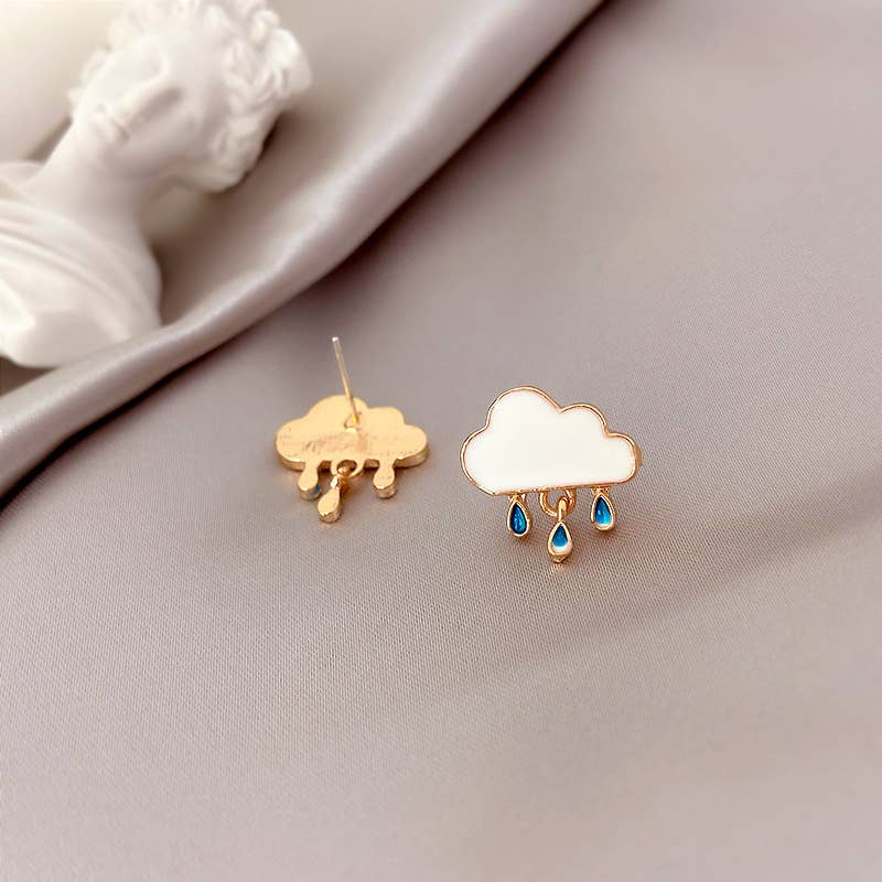 Rain Brings Flowers 🌧️ Cloud Dangle Raindrop Earrings 💐