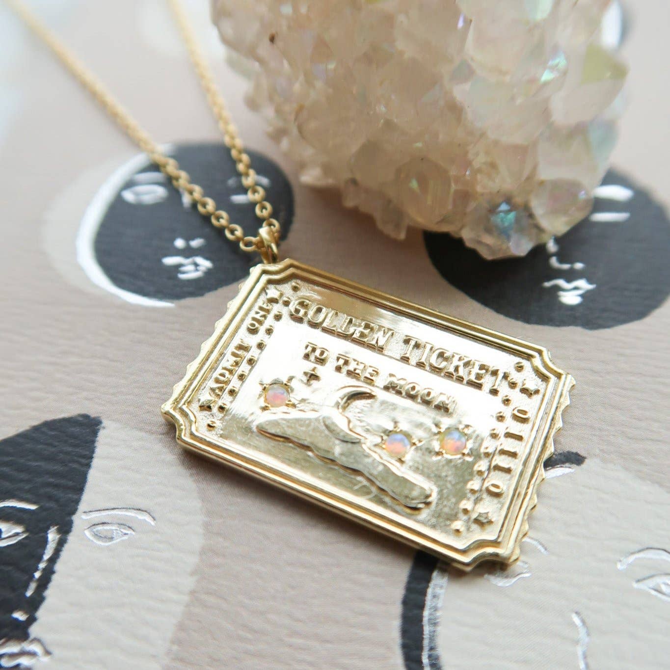 Golden Ticket to the Moon Necklace