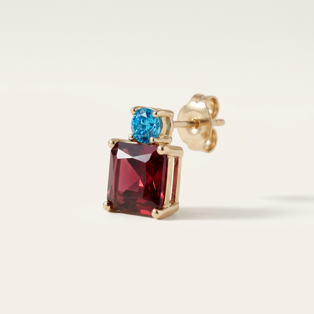 The Venetian Garnet & Aquamarine 14K Gold Filled Studs