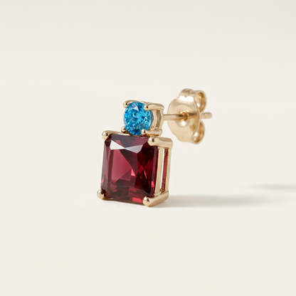 The Venetian Garnet & Aquamarine 14K Gold Filled Studs