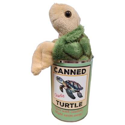 Canned Sea Turtle Stuffed Animal Plush w/Jokes 🐢 Unique Gift