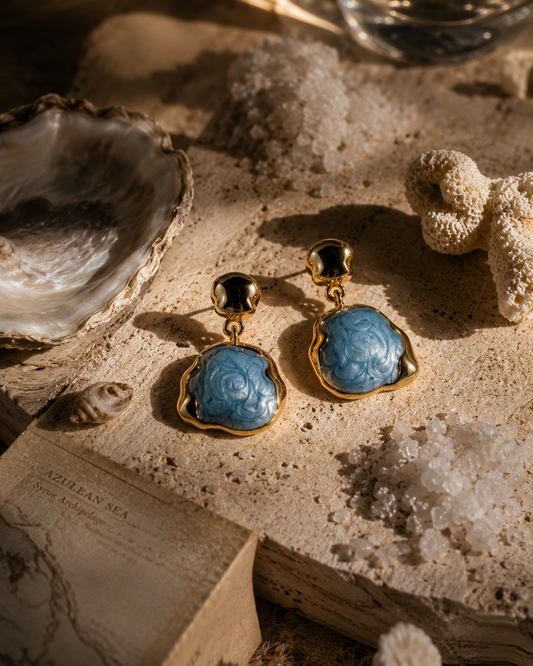 Azulean 14K Gold Filled Swirl Enamel Earrings